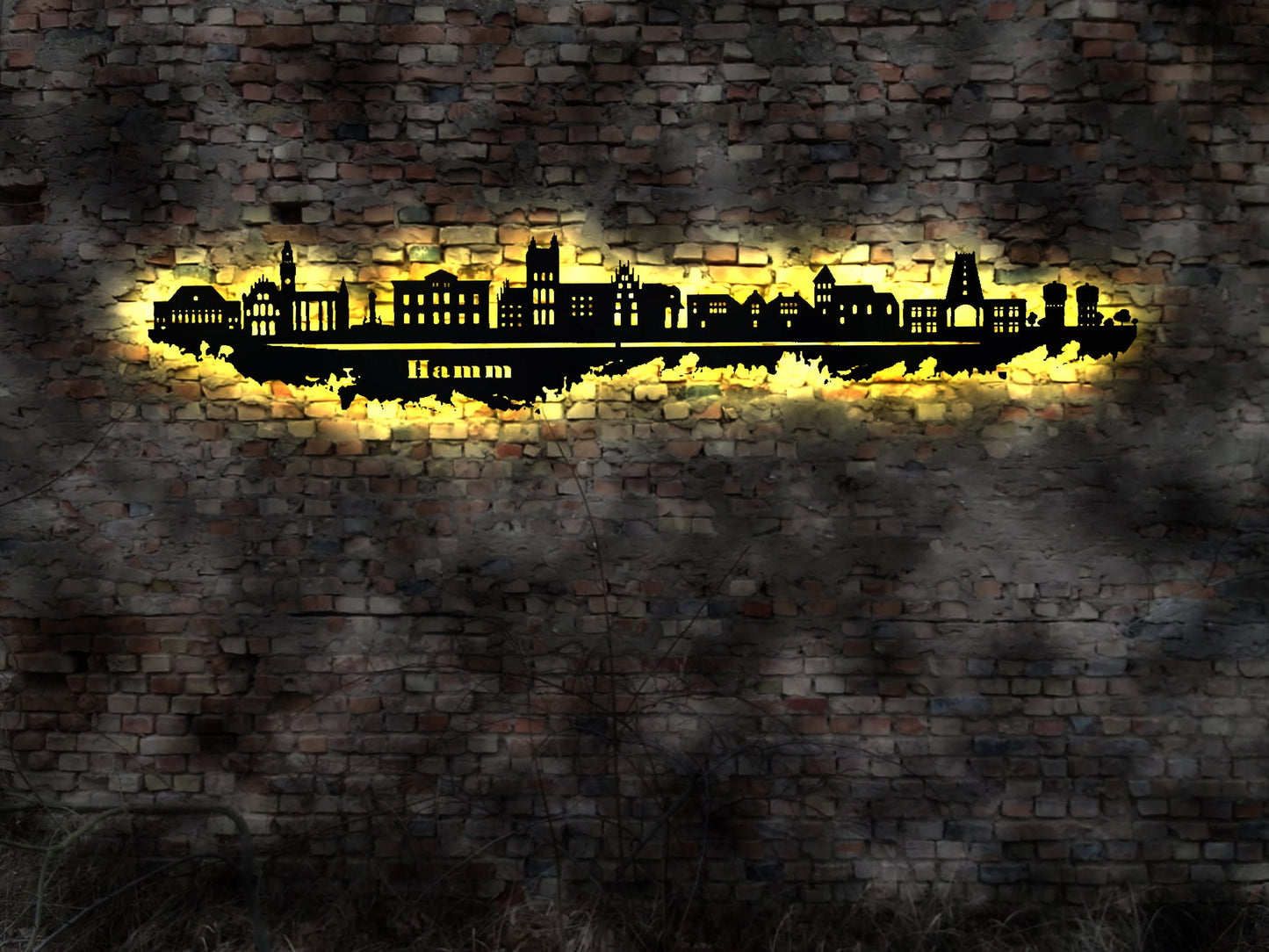Skyline Hamm  LED Wandbild Holz Stadt AK Karte Map Stadtplan Wandsticker  Wandtattoo Reiseführer Silhouette