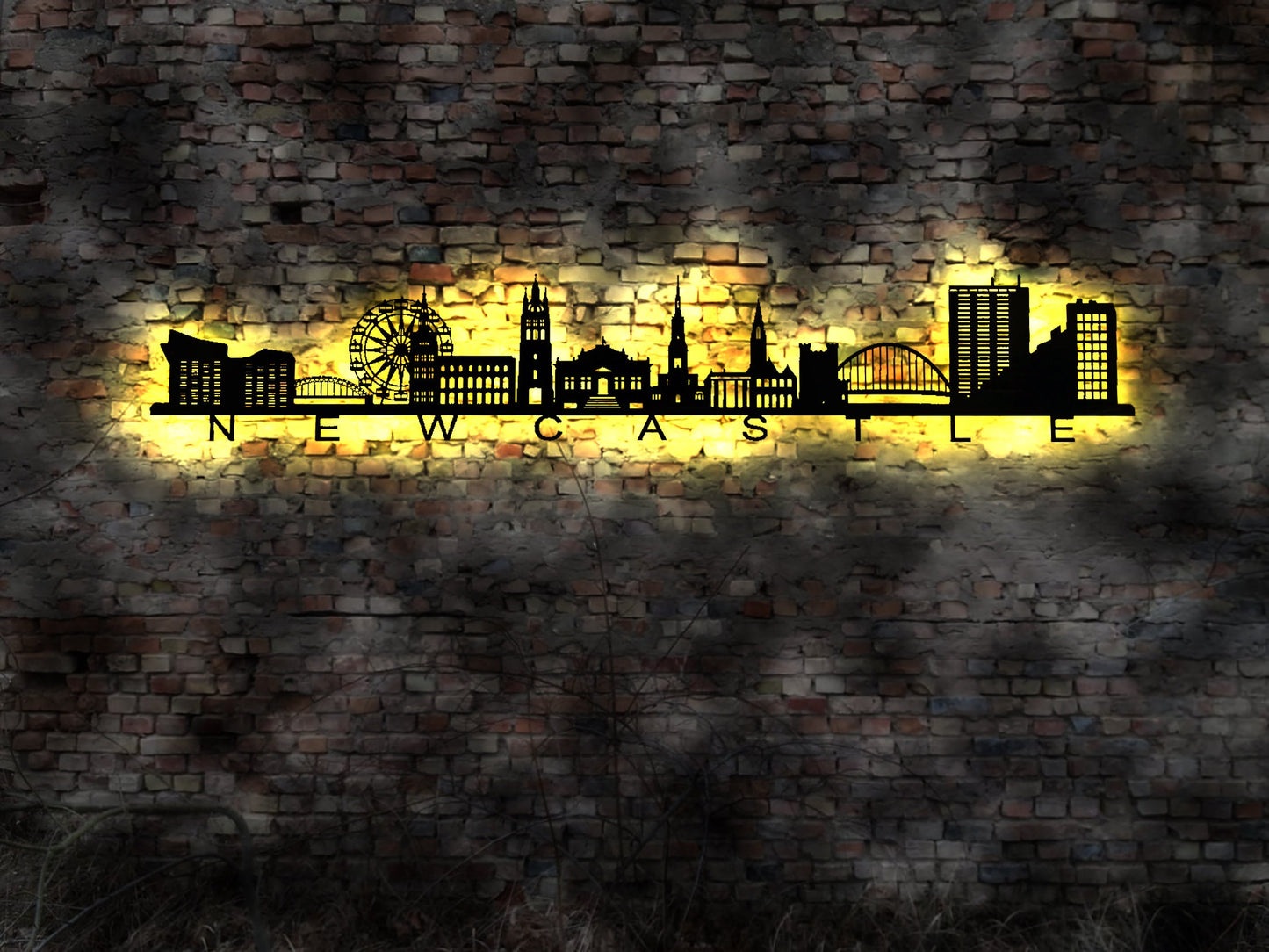 Skyline Newcastle UK England LED Wandbild Holz Stadt AK Karte Map Stadtplan WandstickerWandtattoo