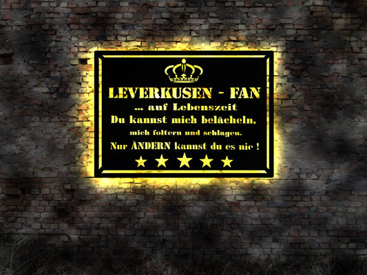 Leuchtschild Leuchtreklame Schild AK Neonreklame Blechschild Leverkusen Fan Stadt Skyline