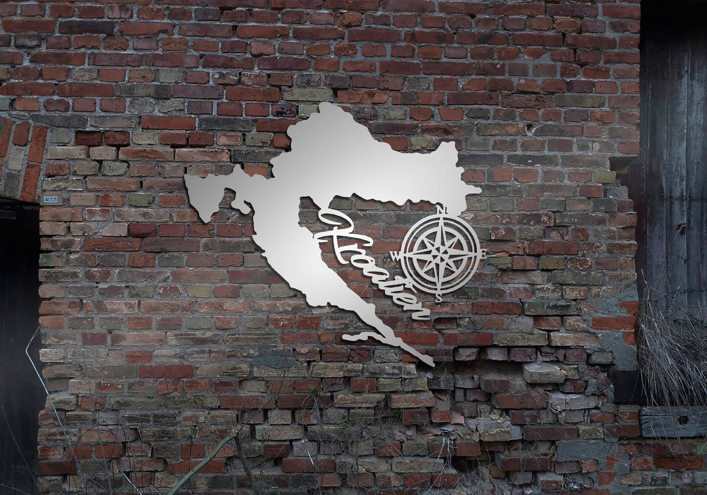 Skyline Metall Kroatien Schild Stahl rostfrei Metallkunst Schild Cortenstahl rostend rostig verrostet Corten