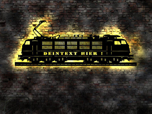 Lok Eisenbahn Schild Schiene Wagon Bahnhof Modelleisenbahn Leuchtschild LED Deko Auto Autoaufkleber Schild  BR 103 BR103