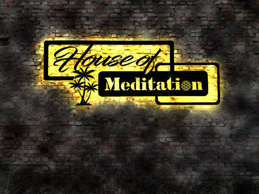 Leuchtschild House of Meditaion Yoga Evolution Leuchtschild Schild