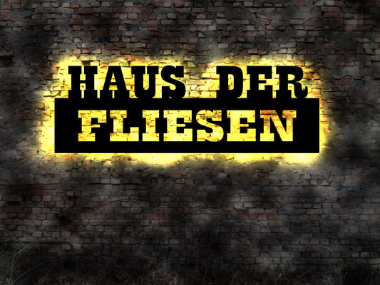Leuchtschild Haus der Fliesen Fliesenstudio Ausstellung