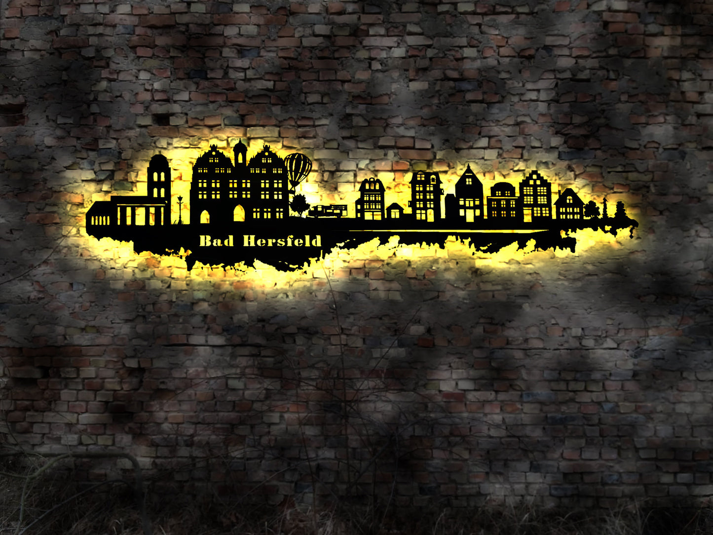 Skyline Bad Hersfeld  LED Wandbild Holz Stadt