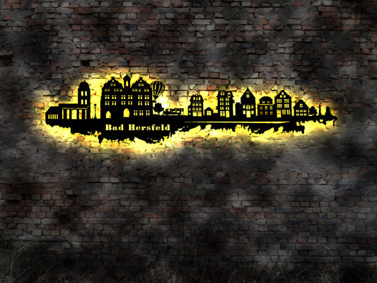 Skyline Bad Hersfeld  LED Wandbild Holz Stadt