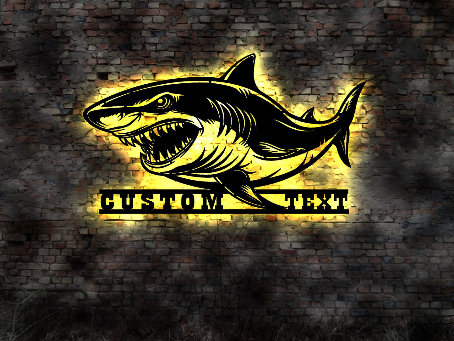 LED Wandbild Hai Shark 3D LED individualisierbares