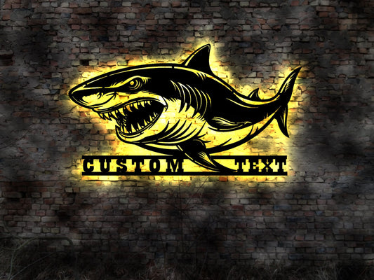LED Wandbild Hai Shark 3D LED individualisierbares