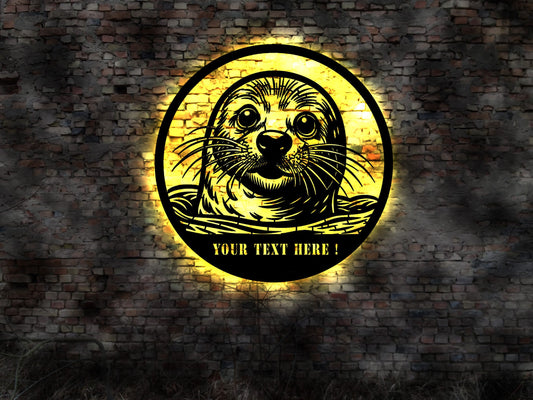 Leuchtreklame Logo Schild Seehund Otter