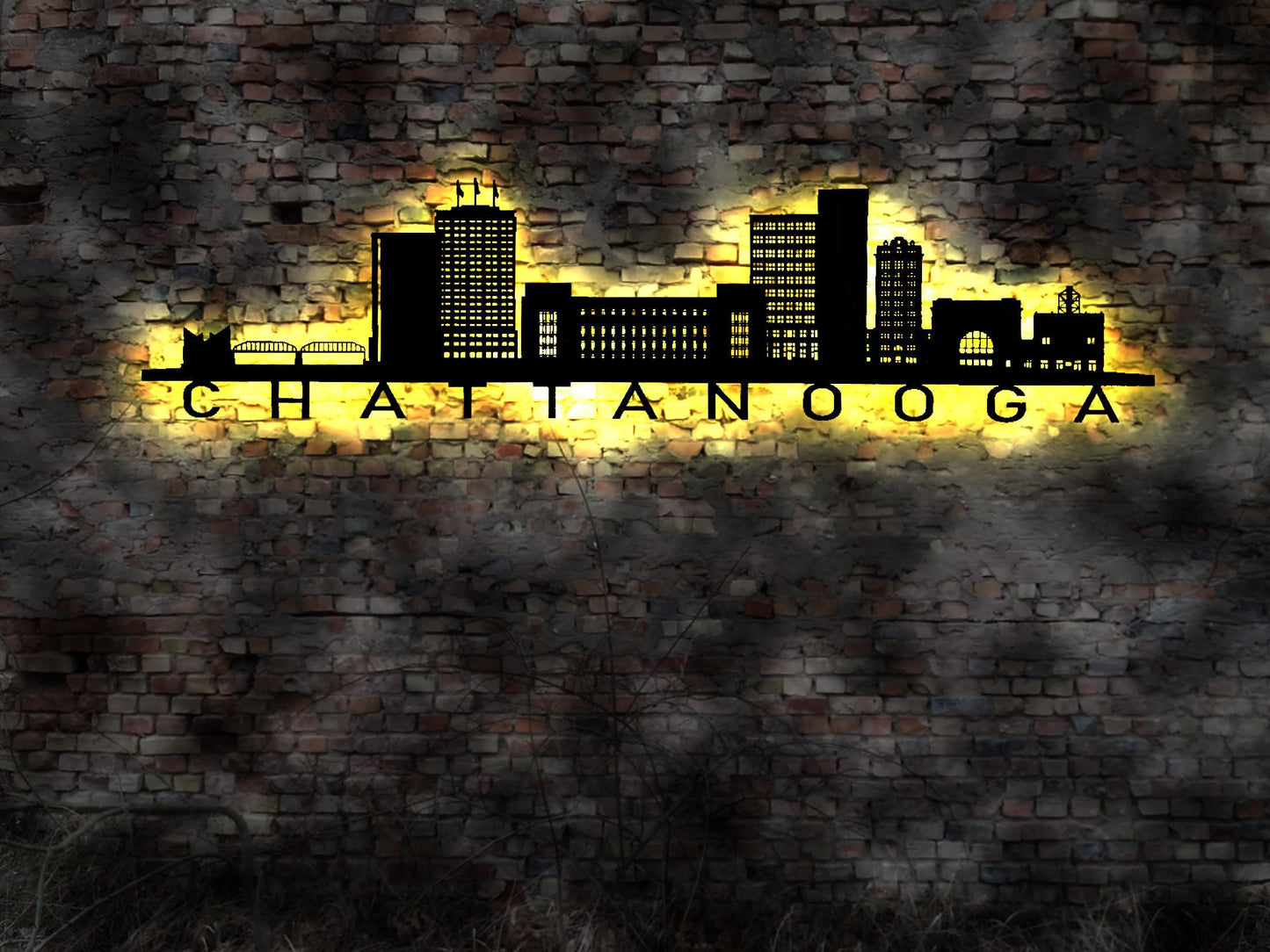 Skyline Skyline Chattanooga USA  LED Wandbild Holz Sticker Poster Silhouette Tattoo