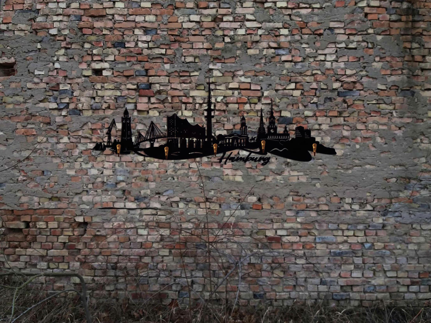 Schlüsselbrett Skyline Hamburg Wandtattoo Wandsticker Stadtplan Map