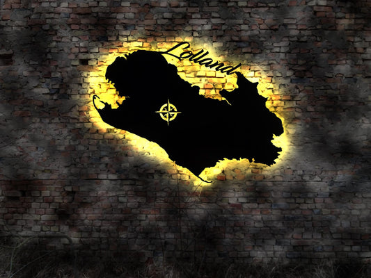 Skyline Insel Lolland Dänemark Urlaub  LED Wandbild  Wandtattoo Reiseführer Silhouette