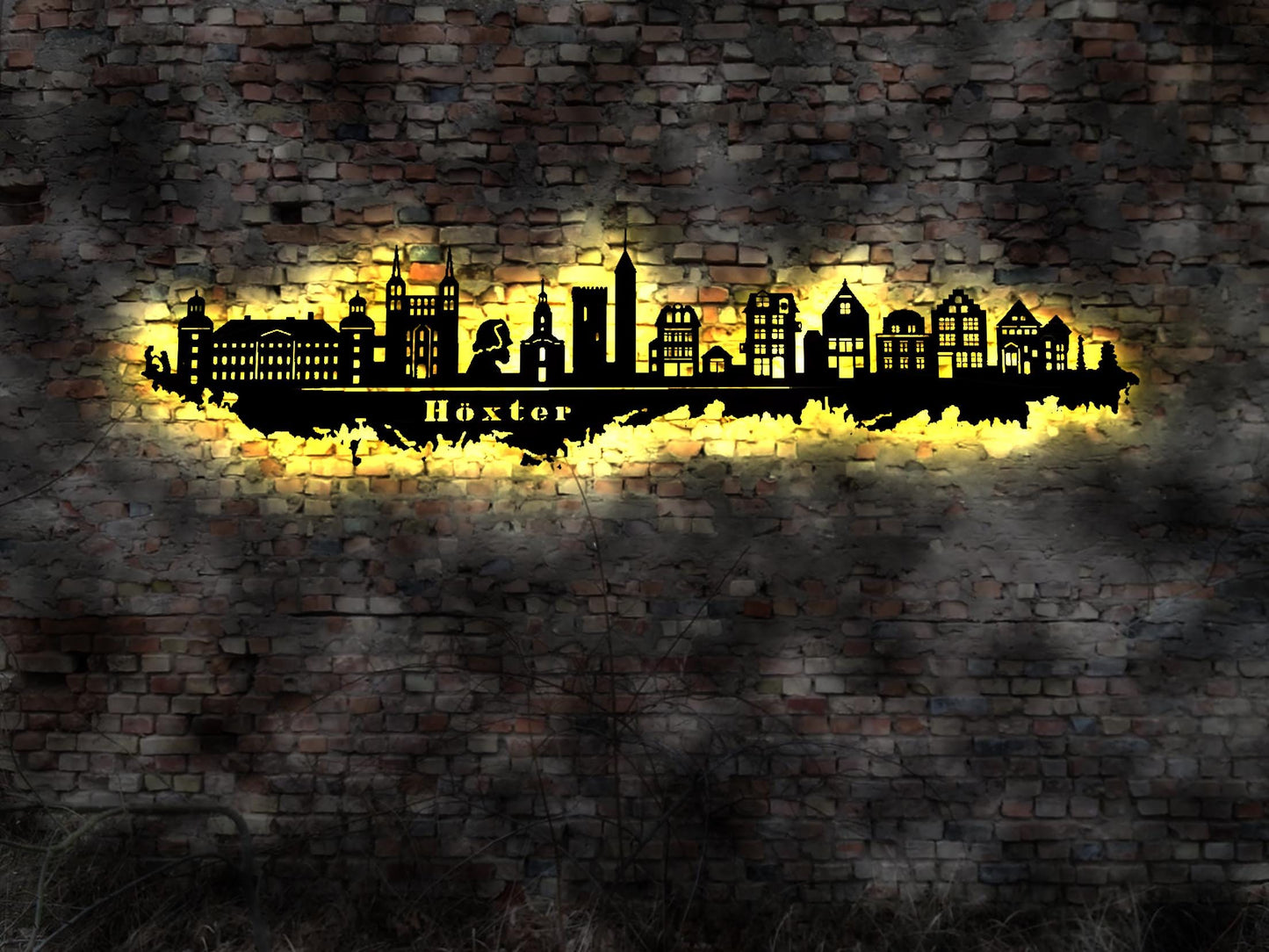 Skyline Höxter LED Wandbild Holz Stadt AK Karte  StadtplanWandtattoo  Silhouette