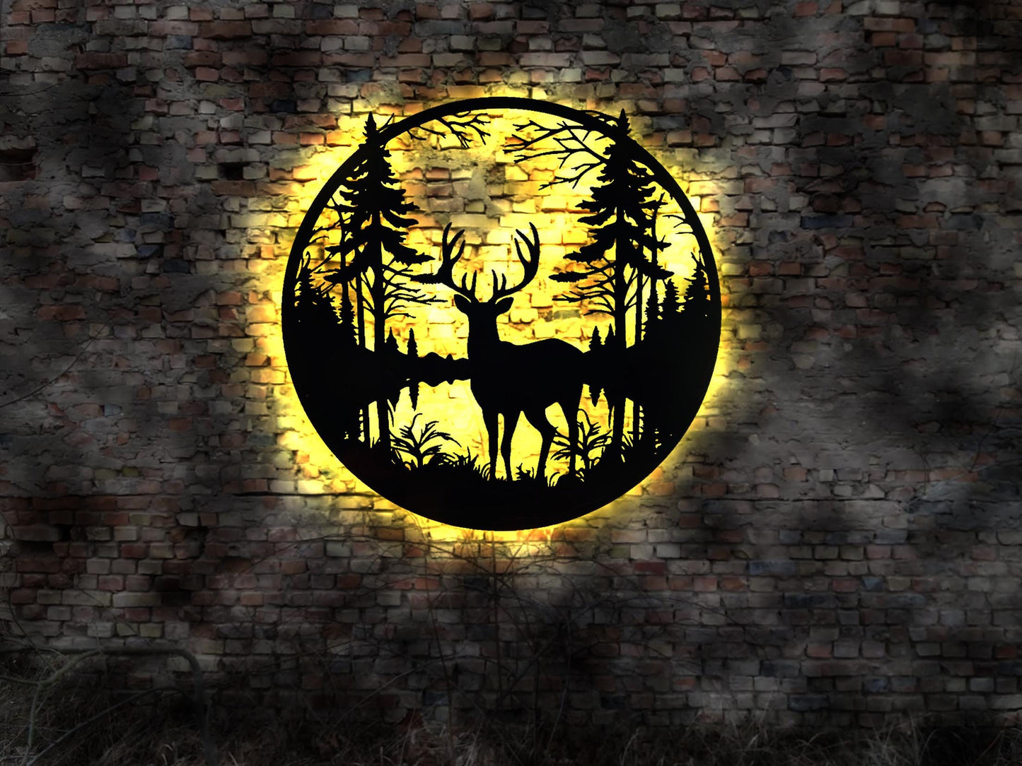 Jagd LED Wandbild Jäger Reh Bild