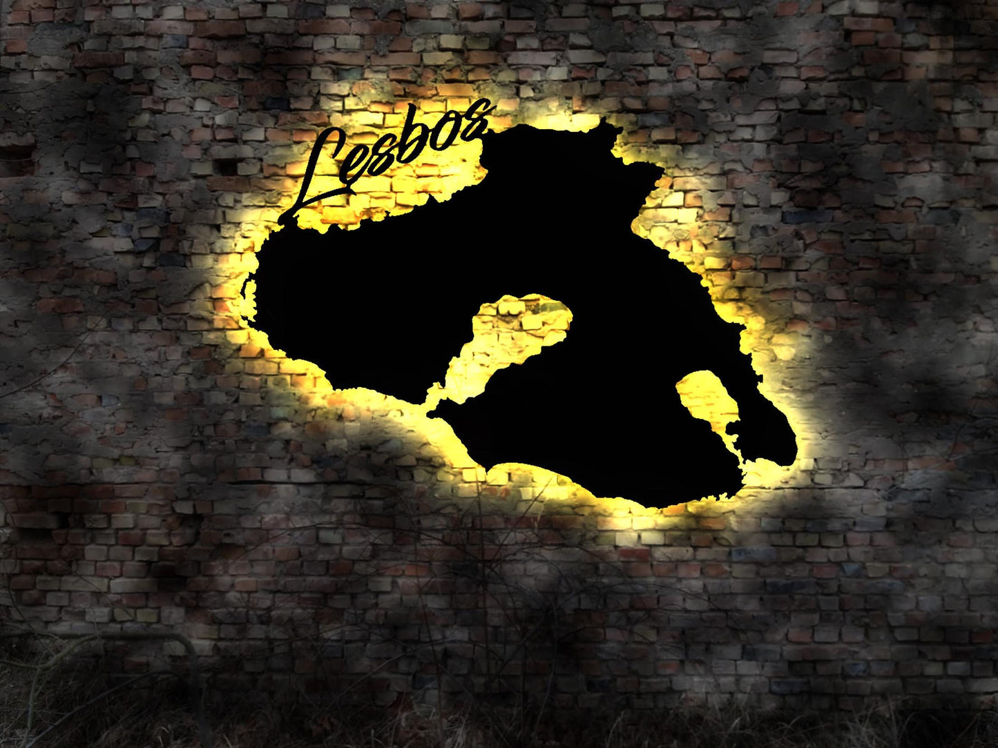 Skyline Insel Lesbos  Urlaub  LED Wandbild  Wandtattoo Reiseführer Silhouette