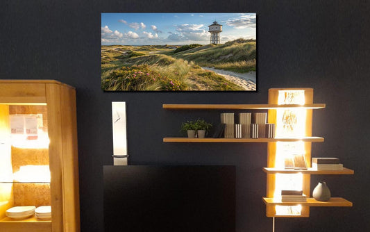 Leinwandbild  Skyline Langeoog Deko  LED Wandbild  Wasserturm Keilrahmen