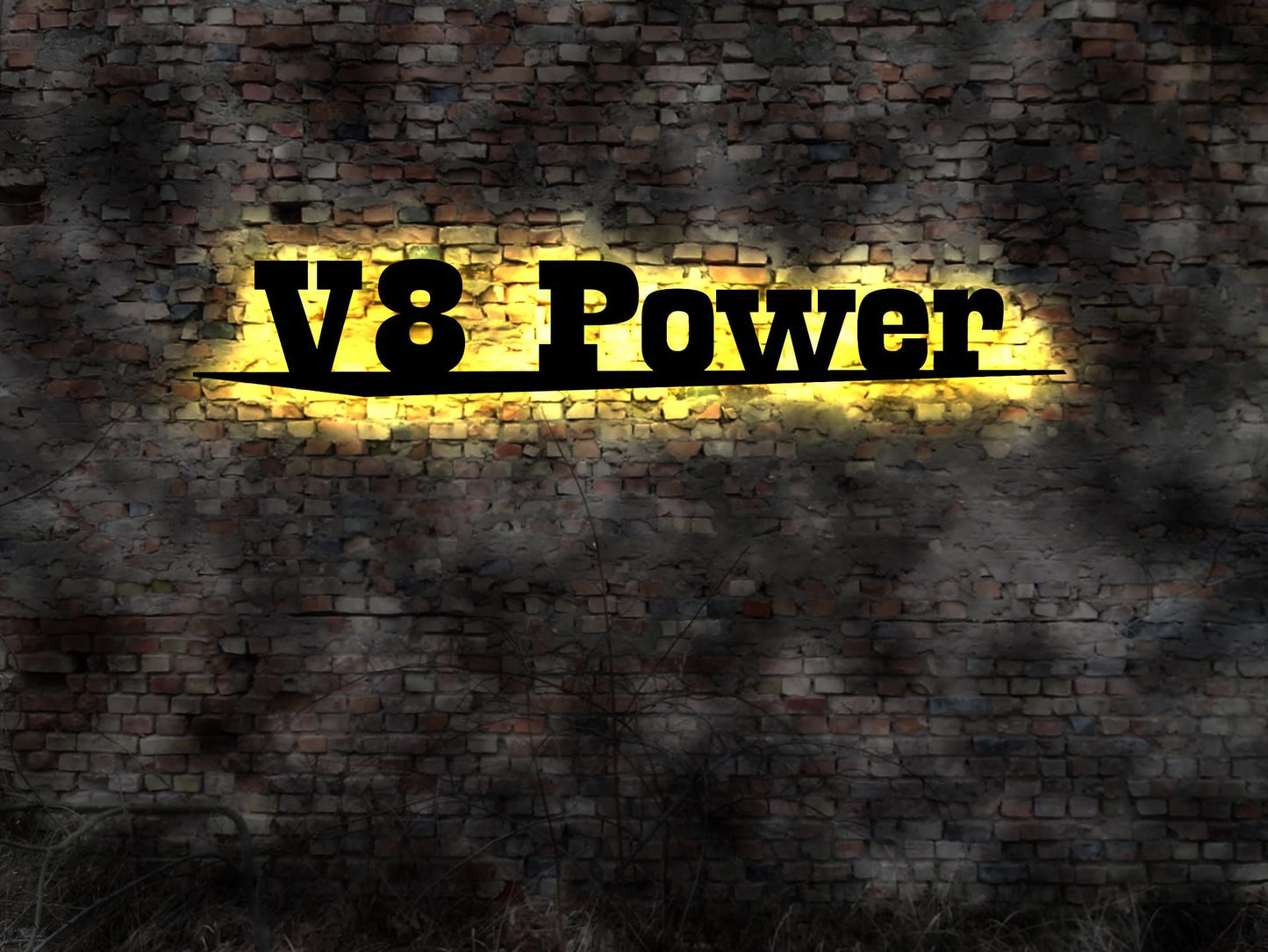 Hubraum Motor V8 Power Leuchtreklame Mucsle Car Schild beleuchtet Logo