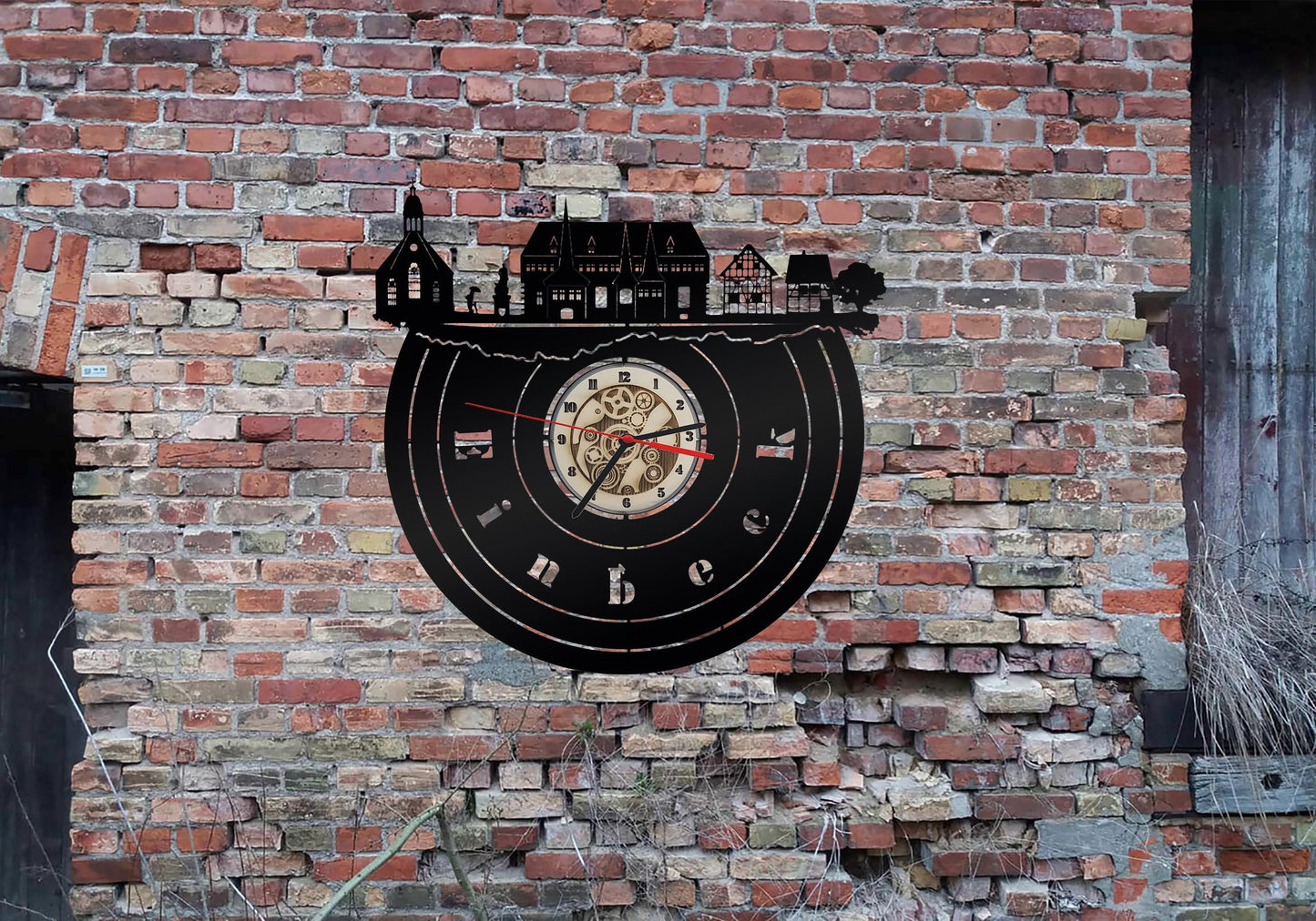 Stadt Einbeck Wanduhr Uhr 3D LED Deko Skyline Holz Silhouette Wandtattoo Aufkleber Sticker