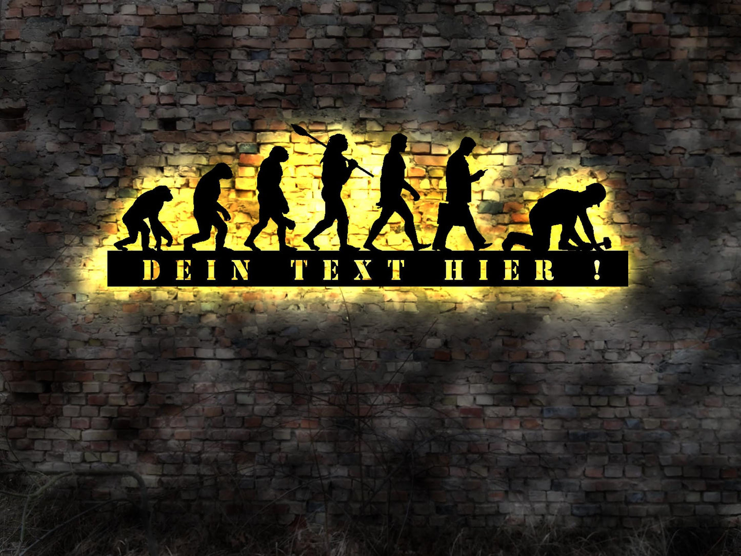 Steinsetzer Evolution Kunst Schild LED Logo Wappen