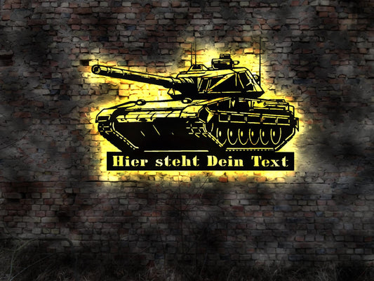 Leuchtreklame LED Schild Panzer Militär Modell Leuchtschild