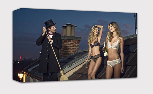 Leinwandbild Sexy Bild Schild Wandbild Schornsteinfeger Kaminkehrer Heiliger Florian Logo