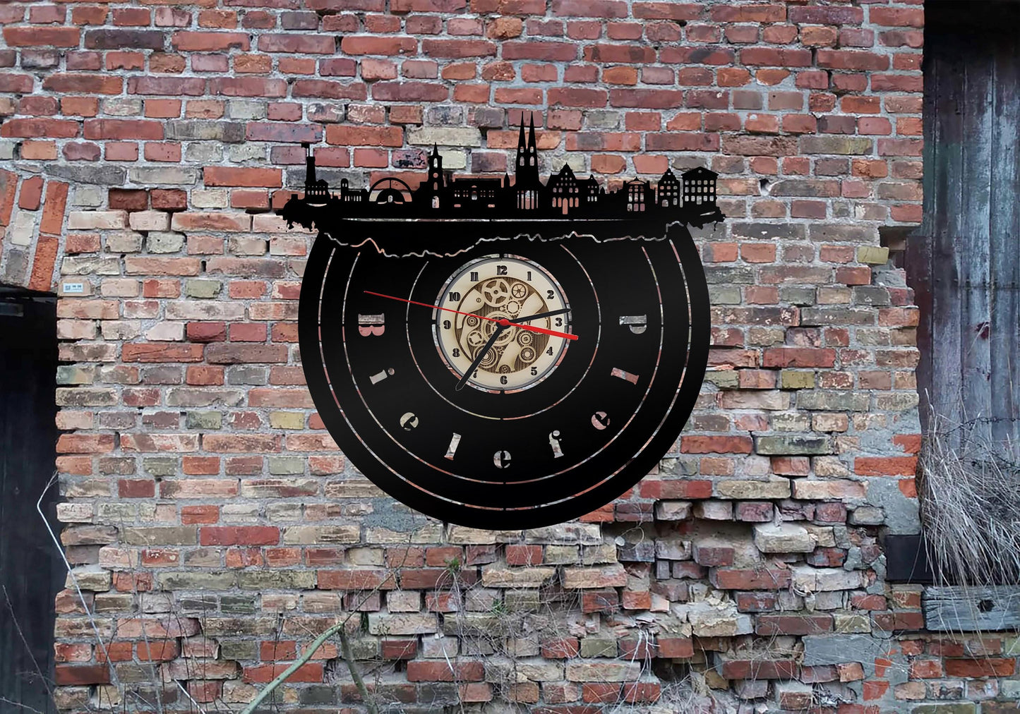 Uhr Wanduhr Bild Bielefeld Skyline Silhouette Umriss Bild Deko