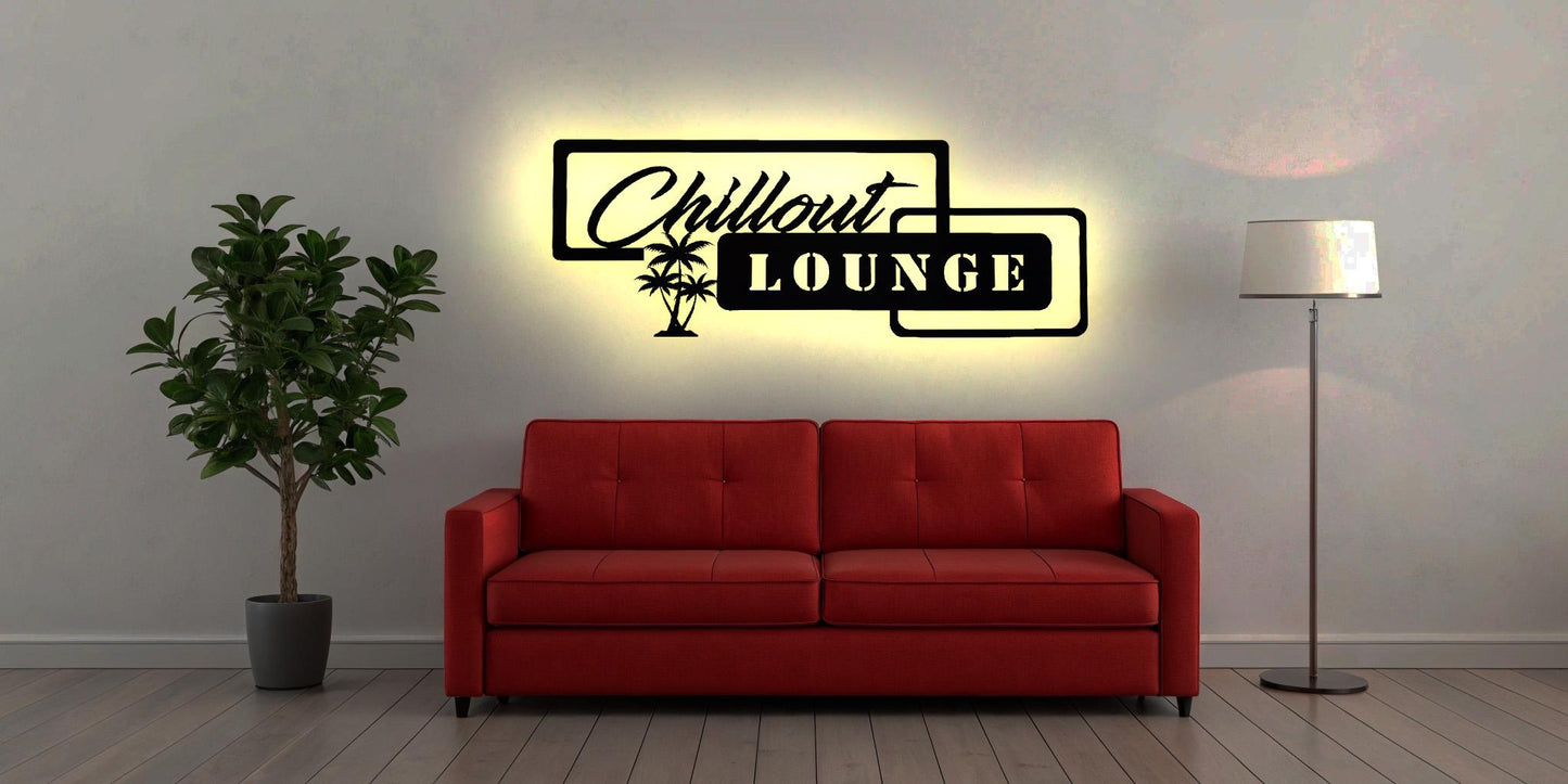 LED Bild Leuchtreklame Schild Chillout Lounge Chillen Chillzone