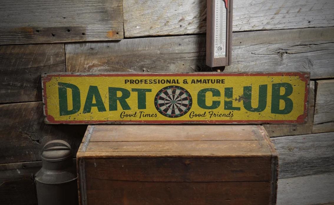 Dart Darts Dartpfeile Spiel Dartspiel Dartscheibe Holzschild Vintage Deko Auto Autoaufkleber Schild retro Wandsticker Room