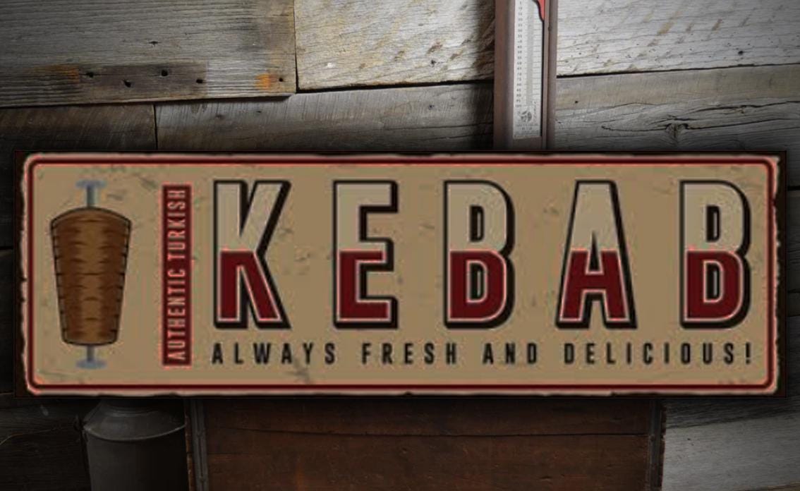 Kebab Döner Schild Aufsteller Dönerladen Drehspieß Holzschild