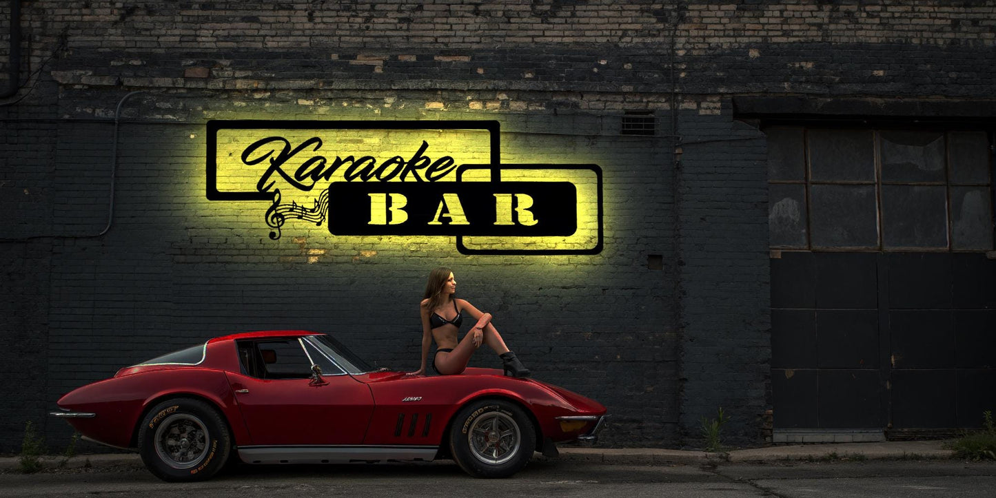 LED Wandbild Bild Karaoke Bar