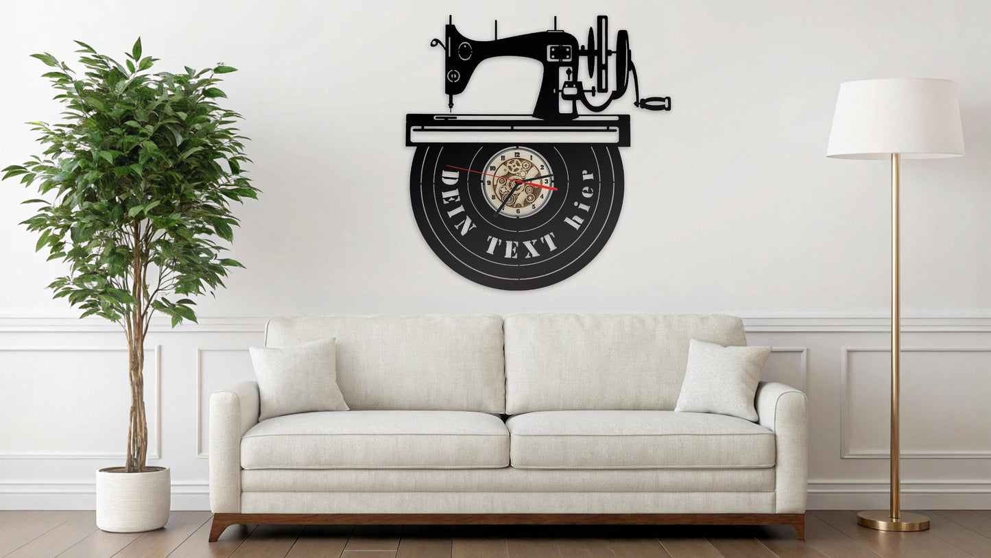 Uhr Wanduhr Wandbild Nähmaschine Bild Nähzimmer Wanddeko Näherin Geschenk