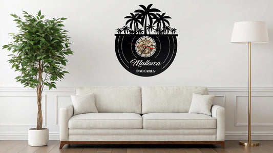 Personalisierbar  Wanduhr Ihr Palmen Mallorca Leinwandbild