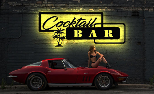 LED Wandbild Cocktails Bar Schild  Barschild mit Beleuchtung