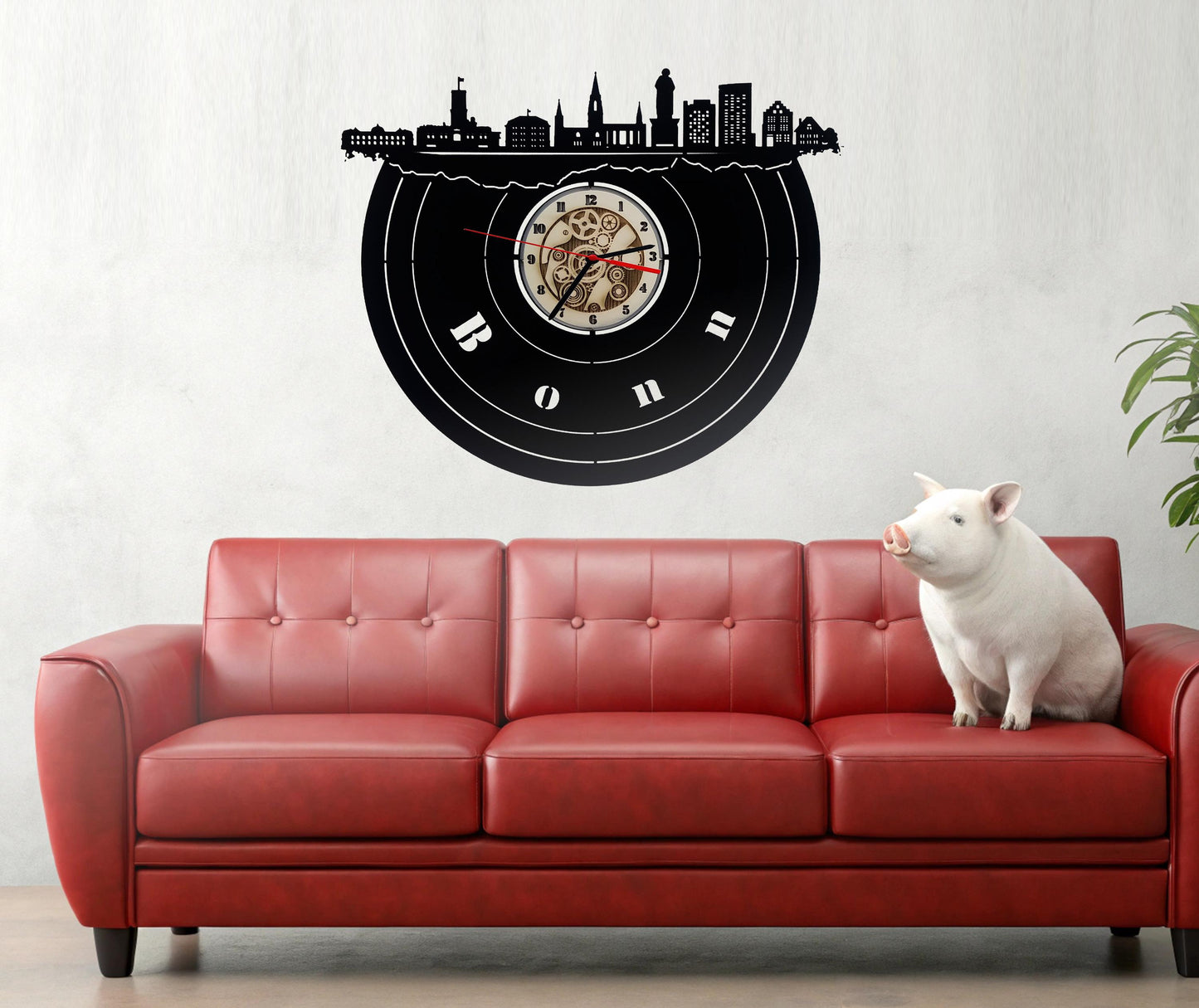 Uhr Wanduhr Bild Bonn Stadt Skyline Silhouette no Aufkleber