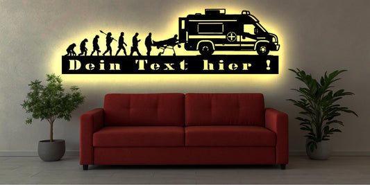 LED Wandbild Rettungswagen Evolution Geschenk Rettungsdienst Rettungssanitäter Notarzt Krankentransport Krankenpfleger