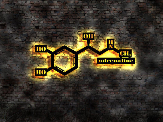 3D LED sign Holz Chemie Bild Deko Molekühl Labor Kolben Buch Glas Adrenaline Adrenalin Molekühl Labor Reagenzglas Chemiebaukasten Glaskolben
