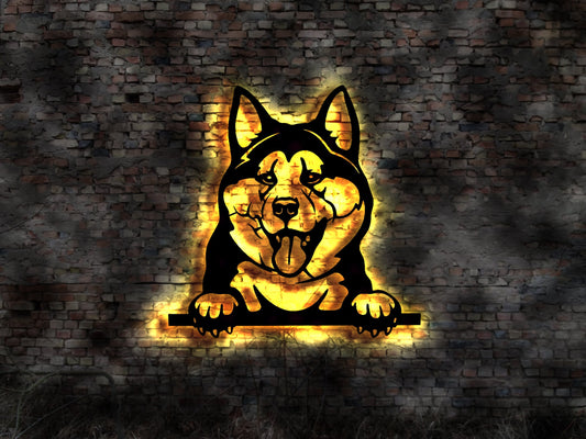 3D LED Bild Akita Inu  Wandbild aus Holz Welpen Welpe Buch Hund Dog Zucht Züchter Geschirr Futternapf Leine Leckerlies Halsband Leckerlies