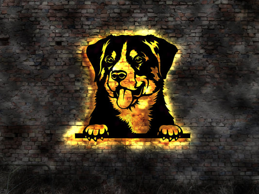 3D LED Appenzeller Sennenhund Wandbild aus Holz Welpen Welpe Buch Hund Dog Zucht Züchter Geschirr Futternapf Leine Leckerlies Halsband