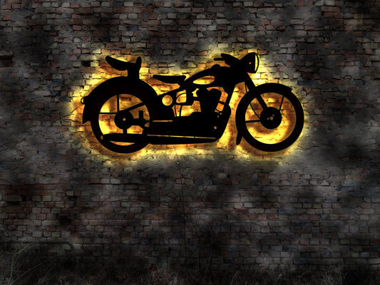 3D LED Wandbild  DDR Motorrad Ossi Ostalgie Fahrzeug Schild Roller Oldtimer Bike classic Moped Helm Garage Vintage sign Zweirad Chopper