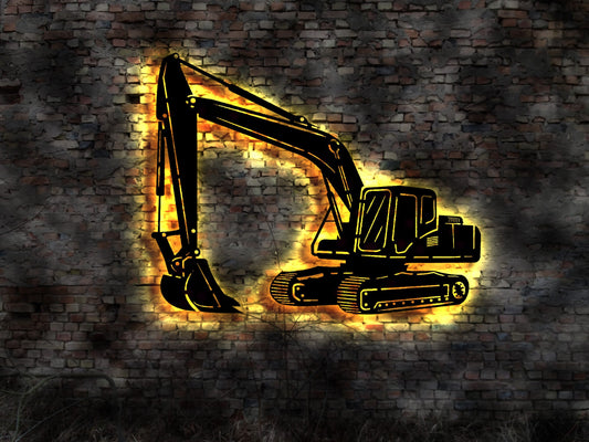 Bagger Baggerfahrer no Spielzeug Minibagger Baggerschaufel Aufkleber Tattoo Leuchtschild Wandsticker Leuchtbild Neonreklame Neon sign