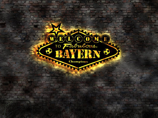 Welcome to LED Schild Bayern Fan no Blechschild Neon sign ich Leuchtschild Holz bin Leuchtreklame BRD Bundesland Map Reiseführer
