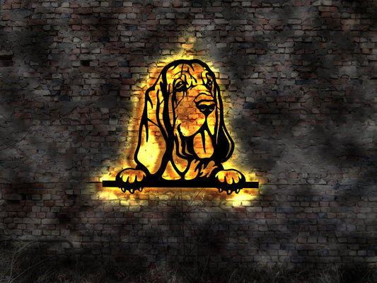 3D LED Bloddhound aus Holz Welpen Welpe Buch Hund Dog Zucht Züchter Geschirr Futternapf Leine Leckerlies Halsband Stoffhund Plüschtier