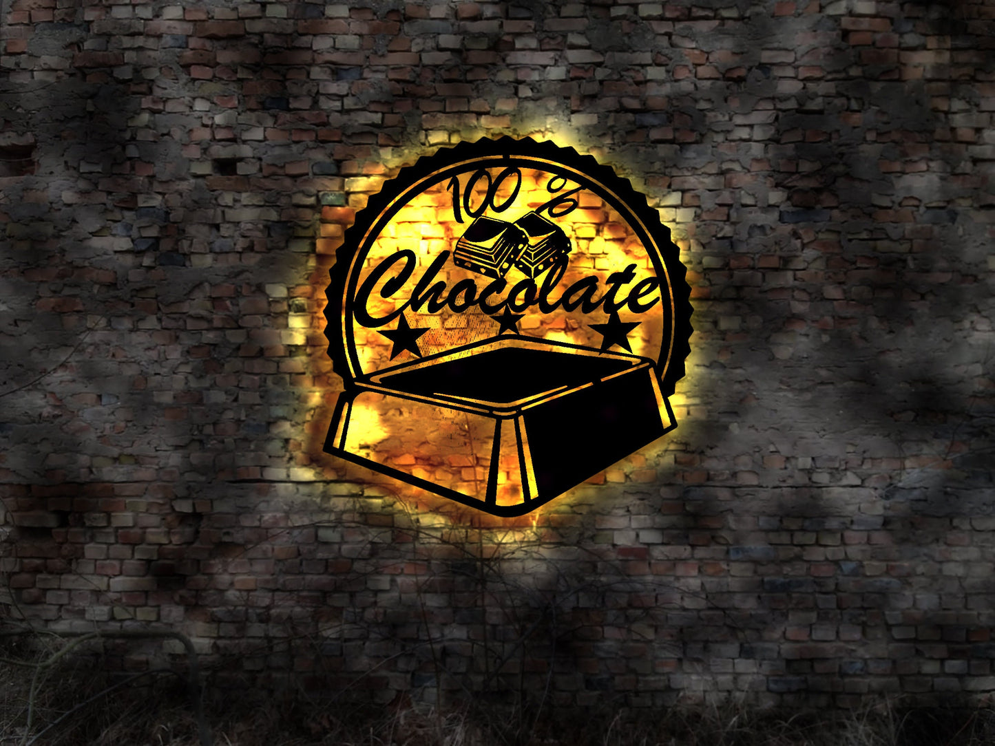 Schokolade Schild Chocolate Buch Zutaten Kakao Kakaobutter Löffel Bild Logo Blechschild Leuchtschild Wandsticker Leuchtbild Neonreklame