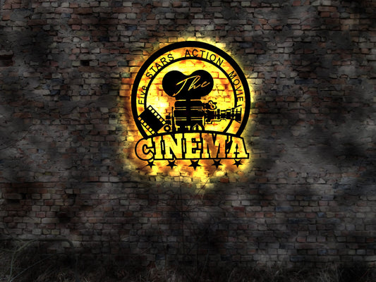LED  Kino Cinema Popcorn Deko Wandtattoo Movie  Film Blechschild Leuchtschild Wandsticker Leuchtbild Neonreklame Projector Leinwand Star