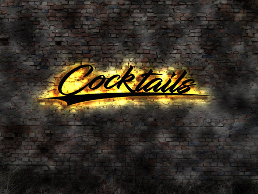 Cocktails Schriftzug Leuchtschild Reklame no Neon sign Neonreklame Tattoo Buch Firma Blechschild Leuchtschild Wandsticker Leuchtbild  sign