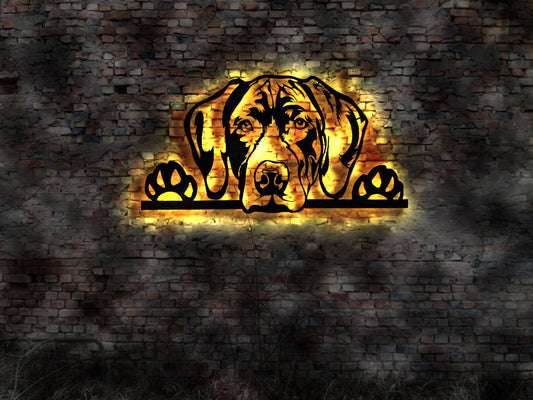 Deutsch Kurzhaar LED Wandbild aus Holz Welpen Welpe Buch Hund Dog Zucht Züchter Geschirr Futternapf Leine Leckerlies Halsband  Körbchen