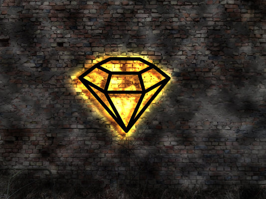 Diamant Juwelier Schild sign Buch Goldschmied Gold Brilliant Bild Wandbild beleuchtet Aufkleber Leuchtschild LED Deko Leuchtschild Wand