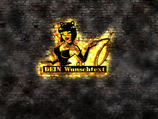 Domina Diva Studio Maske Fesseln Handschellen Leuchtschild LED Deko Auto Autoaufkleber Schild retro geprägt Leuchtschild Wandsticker