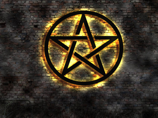 Esotherik Blume des Lebens Bild Wandbild Holz LED beleuchtet Aufkleber Chakra Wandtattoo Skyline  Aufkleber Buch Reise  Pentagramm