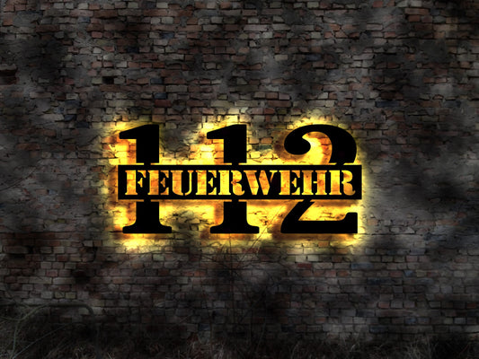 LED Skyline Freiwillige Feuerwehr no neon sign FFW 112 Neonreklame Schild Aufkleber Neonreklame Blechschild Retro Sign Deko no Neonreklame