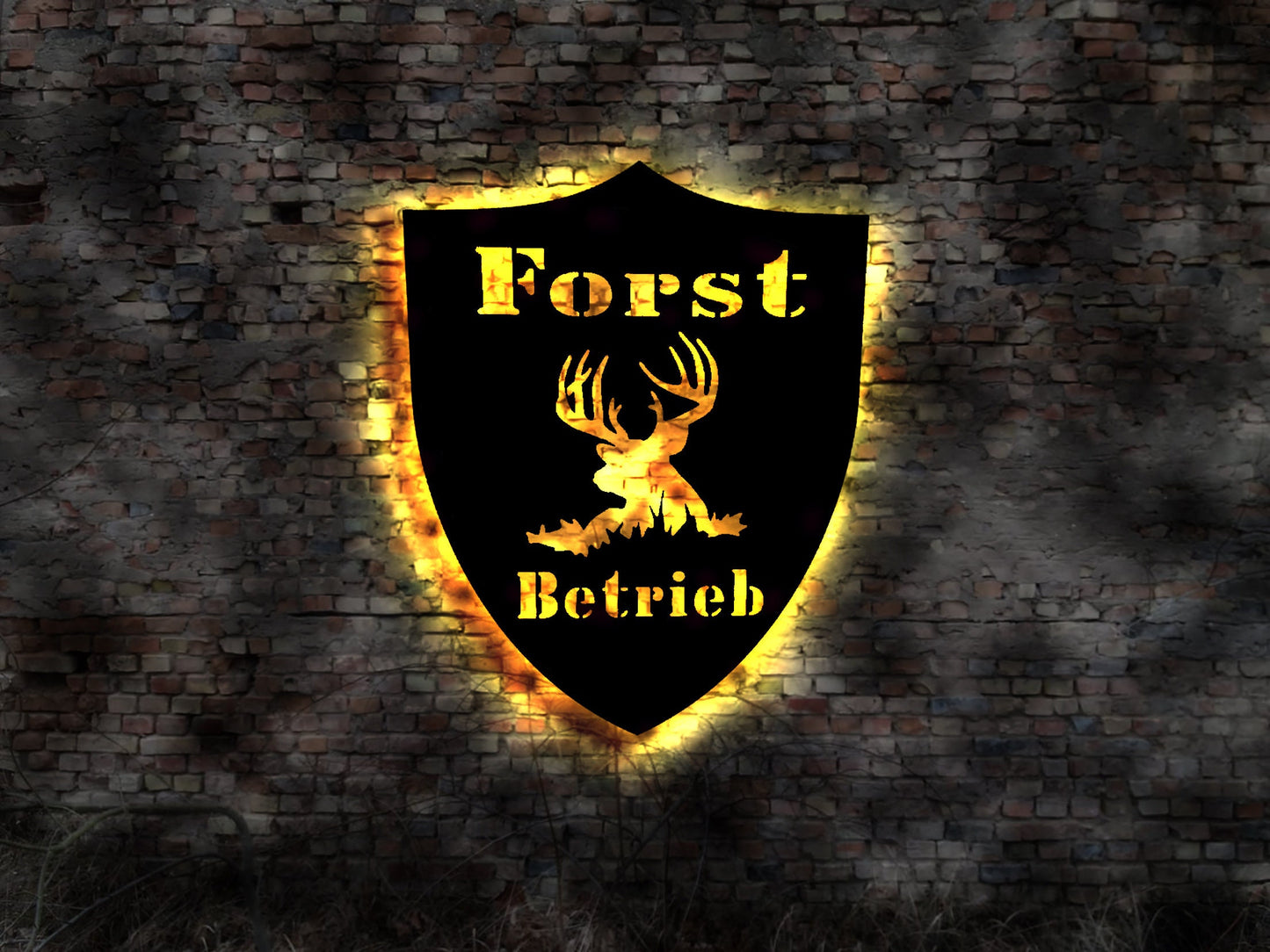 Schild Forst Betrieb Jagen Jagd Förster Jäger Forstbetrieb LED Wandbild Deko Schild Aufkleber Wandtattoo Wandsticker